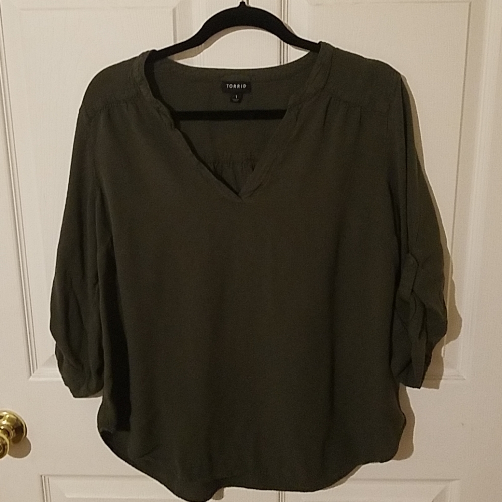 Torrid olive green blouse size 1